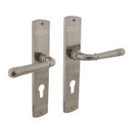 Deurklink Helena op schild profielcilindergat 55mm nikkel..., Ophalen of Verzenden, Nieuw, Koper of Messing, Klink of Kruk