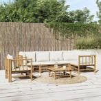 vidaXL 7-delige Loungeset met kussens bamboe crèmewit, Verzenden, Loungeset