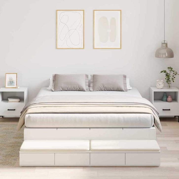 vidaXL Opbergbedframe met lade met opslag Wit 140 cm Bewerkt, Huis en Inrichting, Slaapkamer | Bedden, Nieuw, Verzenden