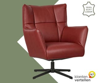 Leren draaifauteuil Lovely - Granada Rouge (rood), Huis en Inrichting, Nieuw, Ophalen of Verzenden, 75 tot 100 cm, Eigentijds, Modern, Retro, Vintage
