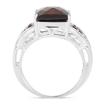 Ring - 14 karaat Witgoud - 6.04ct. tw. Granaat - Diamant -, Handtassen en Accessoires, Ringen, Nieuw