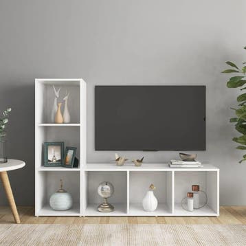 vidaXL Tv-meubelen 2 st 107x35x37 cm bewerkt hout wit, Huis en Inrichting, Kasten |Televisiemeubels, Verzenden, Nieuw