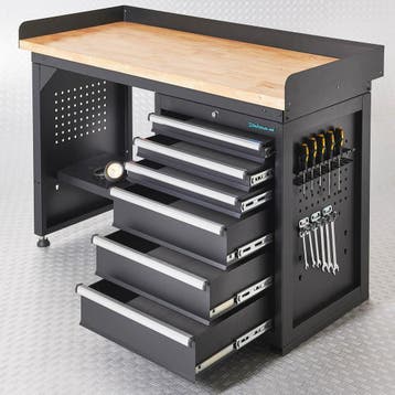 Datona Werkbank PRO met eiken werkblad en 6 lades - 150 cm, Ophalen of Verzenden