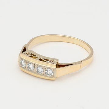 Ring - 14 karaat Geel goud Diamant (Natuurlijk)
