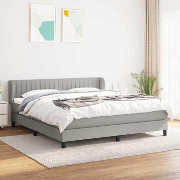 vidaXL Boxspring met matras stof lichtgrijs 180x200 cm, Verzenden, Nieuw