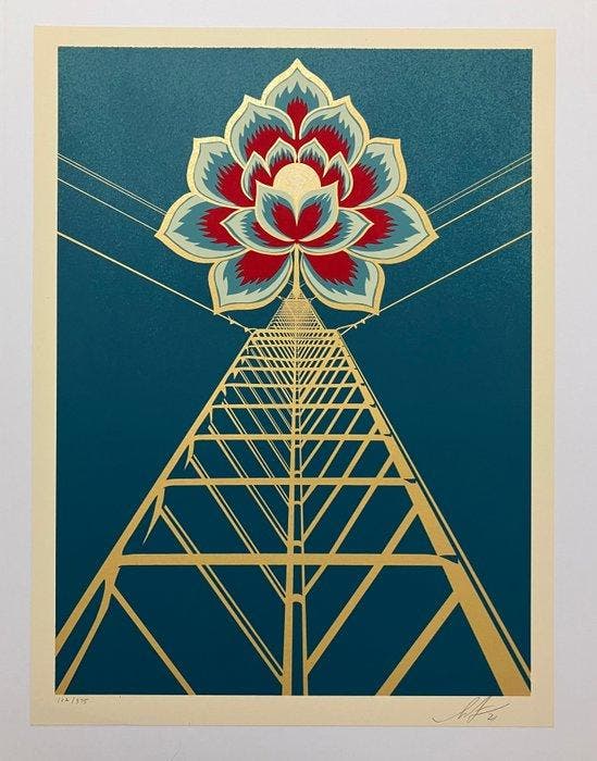 Shepard Fairey (OBEY) (1970) - Flower Power (Blue), Antiek en Kunst, Kunst | Designobjecten