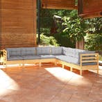 vidaXL 7-delige Loungeset met grijze kussens grenenhout, Verzenden, Nieuw, Loungeset