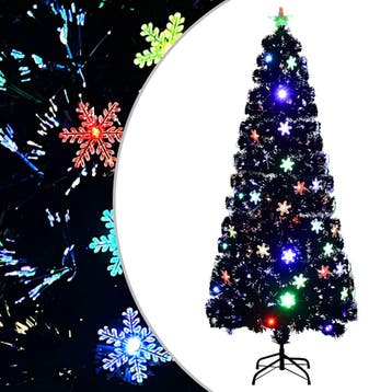 vidaXL Kerstboom met LED-sneeuwvlokken 210 cm glasvezel, Verzenden, Nieuw