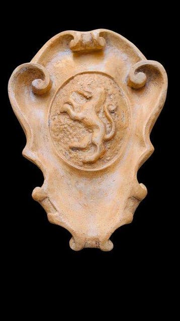 sculptuur, Stemma Araldico Leone - 47 cm - Gegoten steen