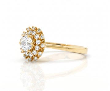 Statement ring - 14 karaat Geel goud - 0.66ct. tw. Diamant, Handtassen en Accessoires