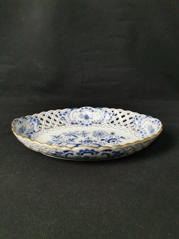 Meissen - Cipolla blu con dorato - Piatto con bordo sfondato, Antiek en Kunst