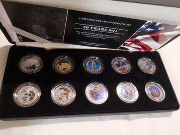 Cookeilanden. 5 Cent 2000 20 Years 9/11 Set, 10 x coins