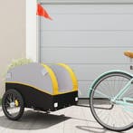 vidaXL Fietstrailer 45 kg ijzer zwart en geel, Verzenden, Nieuw