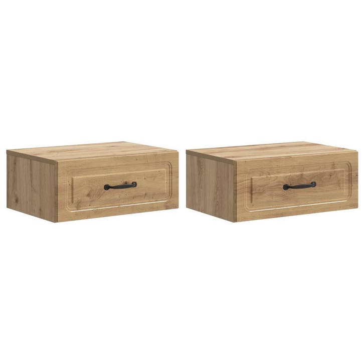vidaXL Muurbevestigde Nachttafel 2 pcs Artisanaal eiken, Maison & Meubles, Chambre à coucher | Tables de chevet, Envoi