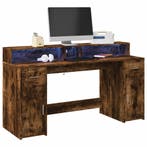 vidaXL Bureau met LED-verlichting 160x55x91 cm hout gerookt, Huis en Inrichting, Verzenden, Nieuw