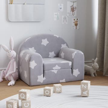 vidaXL Kinderslaapbank met sterren zacht pluche lichtgrijs, Verzenden, Nieuw