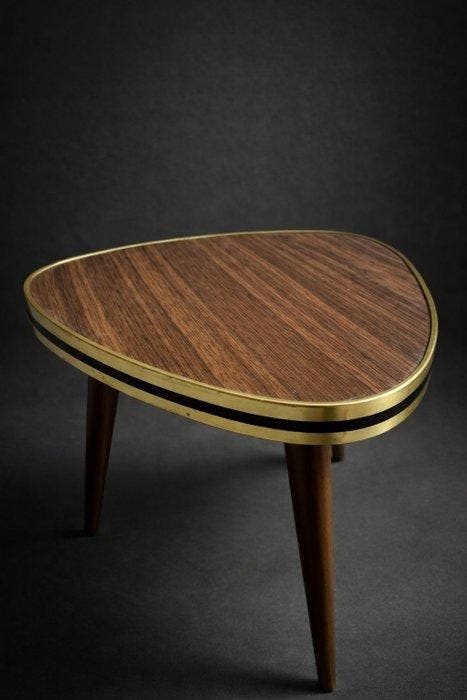 Salontafel - Driepotige bijzettafel - Hout, Messing -, Antiquités & Art, Art | Objets design