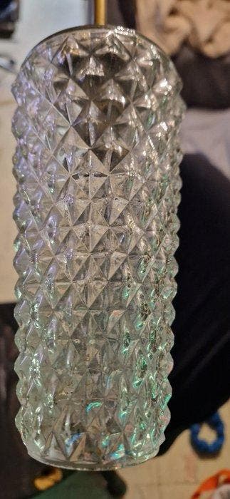 mid century - Lampe à suspendre - Laiton doré, Verre de, Antiquités & Art, Antiquités | Éclairage