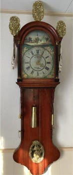Klok - hout, glas en koper - plusminus 1850 - Fraaie Friese