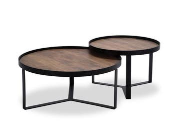 Veiling - Salontafel Hanna natural- Hout - Poot metaal zwart, Nieuw