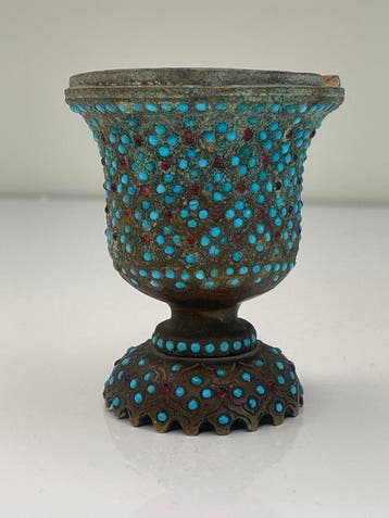 Waterpijp - Qajar-periode (Sar-e Qalyan) – brons en emaille,