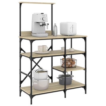 vidaXL Bakkersrek 90x40x132 cm bewerkt hout en metaal sonoma, Verzenden