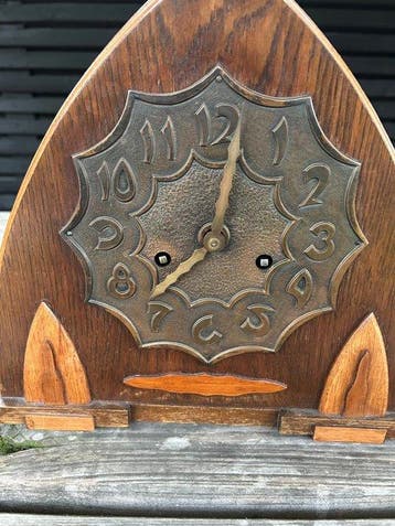 Amsterdamse School klok - Art Deco Hout - 1920-1930 - U.M., Antiek en Kunst