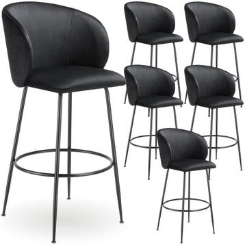 Barkruk Luana, met rugleuning, fluweellook, Verzenden