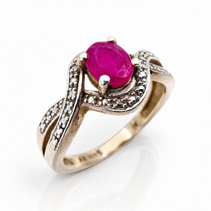 Zonder minimumprijs - Harry Ivens - Ring Zilver - Ruby, Handtassen en Accessoires, Ringen