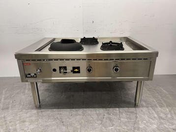 RVS Nayati woktafel wokfornuis 3 branders 150 cm Propaan gas, Zakelijke goederen, Horeca | Keukenapparatuur, Ophalen of Verzenden