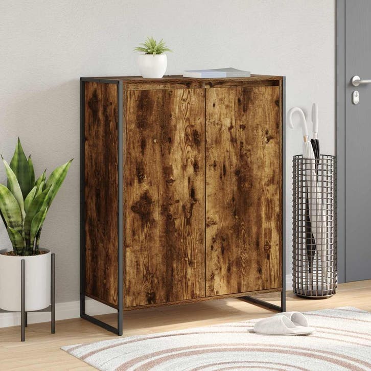 vidaXL Schoenenkast met opslag Rook Eik 79 x 36 x 100 cm, Huis en Inrichting, Kasten | Overige, Nieuw, Verzenden