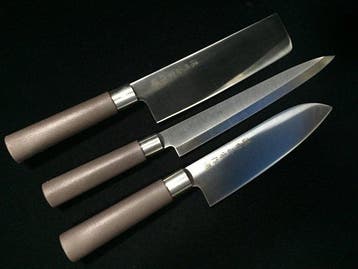 Signed Masamune / Set of 3 / Santoku knife, Yanagiba knife,