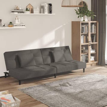 vidaXL Slaapbank 2-zits met 2 kussens fluweel donkergrijs, Verzenden, Nieuw