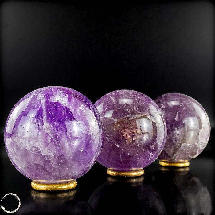 Vuurkwarts, Fluoriet en Amethist – expressieve bollen vol, Collections, Minéraux & Fossiles