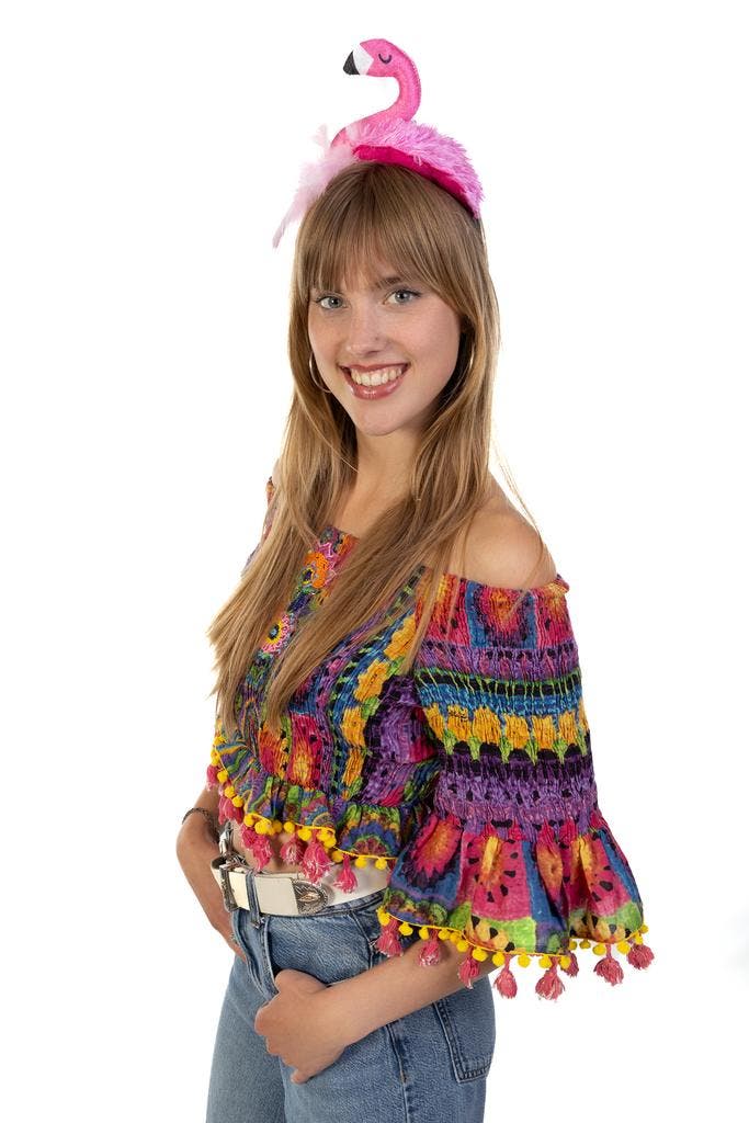 KIMU® Haarband Flamingo Diadeem Roze Vogel Dons Veertjes Zac, Kleding | Dames, Carnavalskleding en Feestkleding, Nieuw, Ophalen of Verzenden
