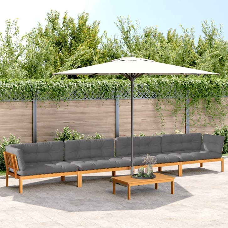 vidaXL 5-delige Loungeset pallet met kussens massief, Tuin en Terras, Tuinsets en Loungesets, Nieuw, Verzenden