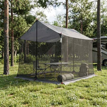 vidaXL Campingzeil met netwanden 270 x 210 x 210 cm Grijs en, Caravans en Kamperen, Verzenden, Nieuw