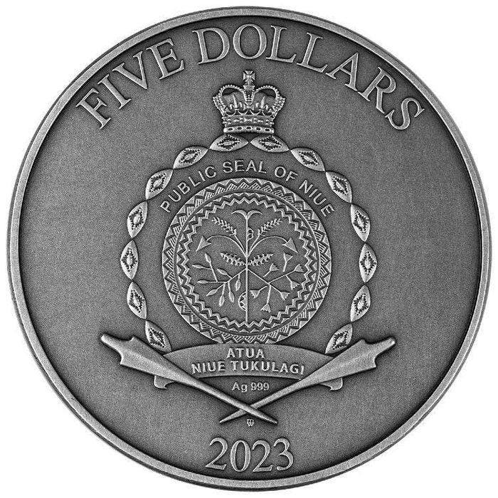 Niue. 5 Dollars 2023 Odin - Lord Of Valhalla 2 oz Antique, Timbres & Monnaies, Monnaies | Europe | Monnaies non-euro