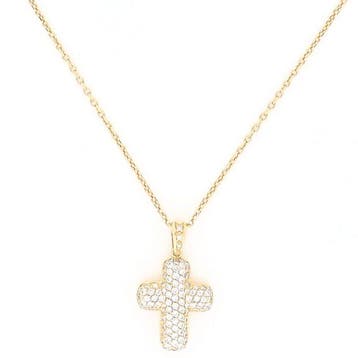 Ketting met hanger - 18 karaat Geel goud Diamant