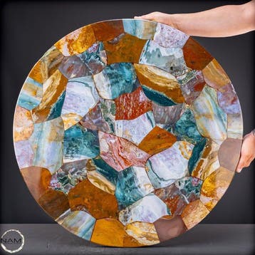 Plateau de table en jaspe océan – pièce unique en pierre