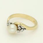 Bague - 18 carats Or jaune - Diamant - Parel., Bijoux, Sacs & Beauté, Bagues