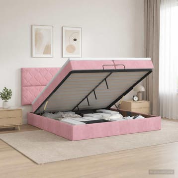vidaXL Ottoman bed met matras met hoofdeinde Roze 200 x 200, Verzenden