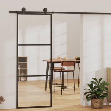vidaXL Schuifdeur 3-panelen 76x205 cm ESG-glas en aluminium, Doe-het-zelf en Bouw, Verzenden, Nieuw