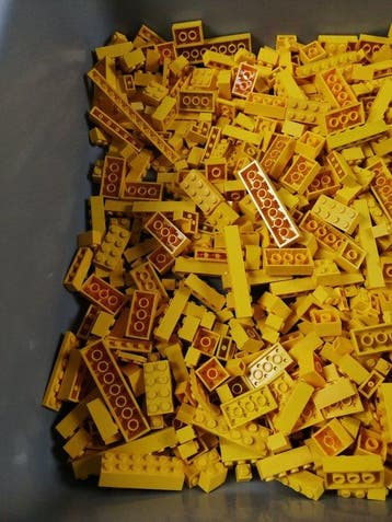 Lego - 01. Partij van 1000 gele bouwstenen - 1980-1990, Nieuw