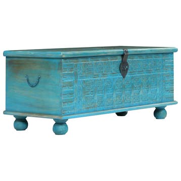 vidaXL Opbergkist 100x40x41 cm massief mangohout blauw, Verzenden