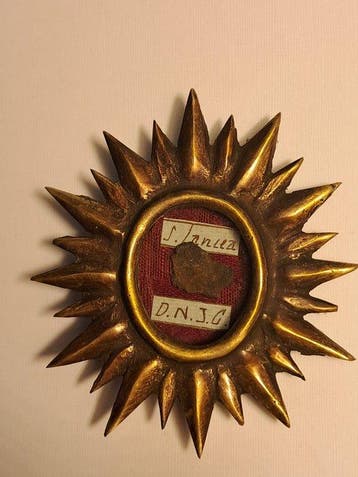 Reliekhouder - Brons, Hout, Textiel - 1850-1900 - Lance van
