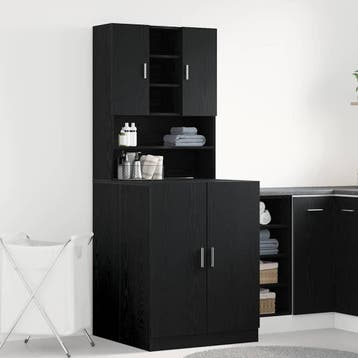 vidaXL Wasmachinekast 2 st Zwart eiken 70,5 x 71,5 x 181,5, Verzenden, Nieuw