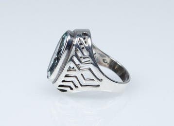 - Argent 835 - aigue-marine naturelle de 3,00 ct - Bague