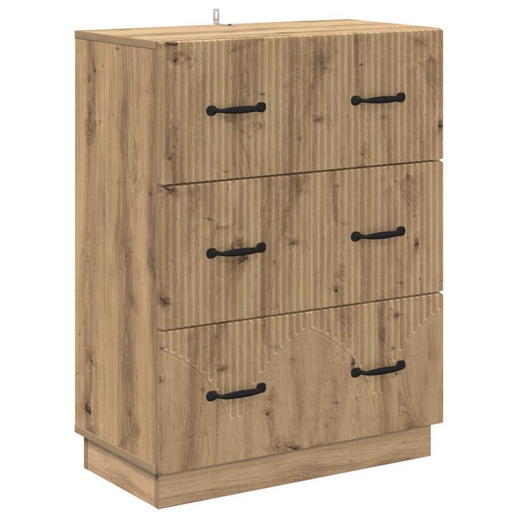 vidaXL Ladekast Artisanaal eiken 66 x 34,5 x 87 cm Bewerkt, Huis en Inrichting, Kasten | Overige, Nieuw, Verzenden