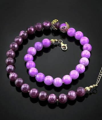 Natuurlijke amethist ketting - 925 sterling zilver,, Antiek en Kunst